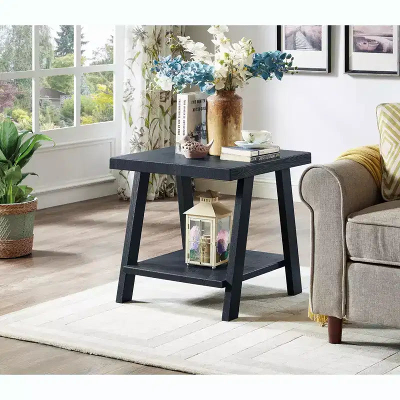Tavolino d'appoggio con ripiano in legno replica contemporaneo Roundhill Furniture Athens