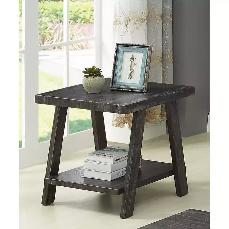 Tavolino d'appoggio con ripiano in legno replica contemporaneo Roundhill Furniture Athens