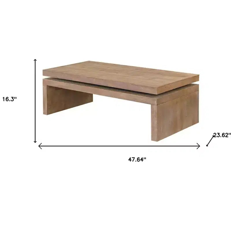 HomeRoots Tavolino da caffè con cornice sospesa in legno naturale invecchiato 48