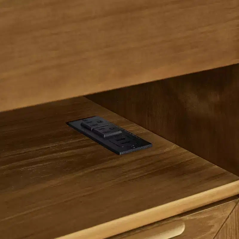 Cassettiera da trucco con ripiani aperti e cassetti in vetro, con dock di ricarica, presa e 2 cassetti; mobile laterale per soggiorno/sala ricevimento/dormitorio.