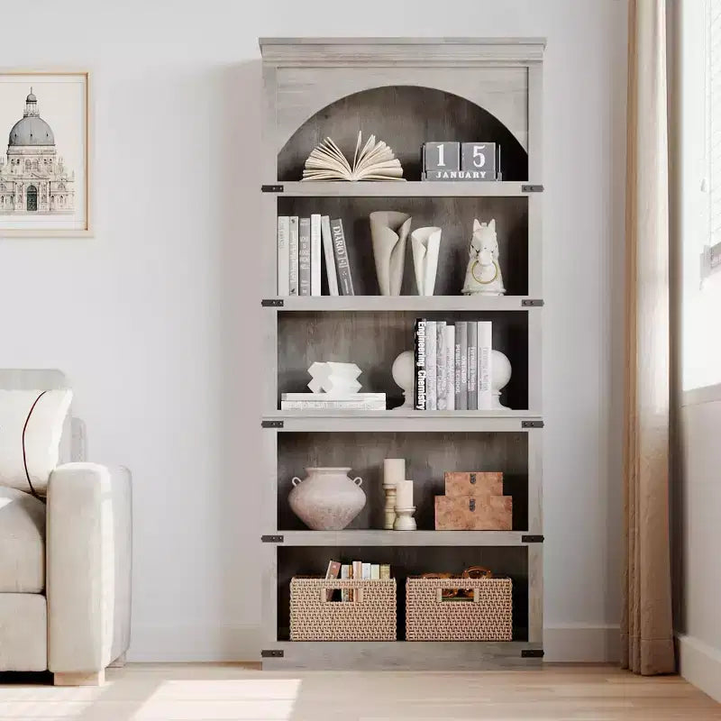 Libreria da 67 Pollici, Scaffale a 5 Ripiani con Struttura in Metallo, Organizzatore Contenitore in Stile Rustico con Ripiani Aperti, per Ufficio Soggiorno Camera da Letto