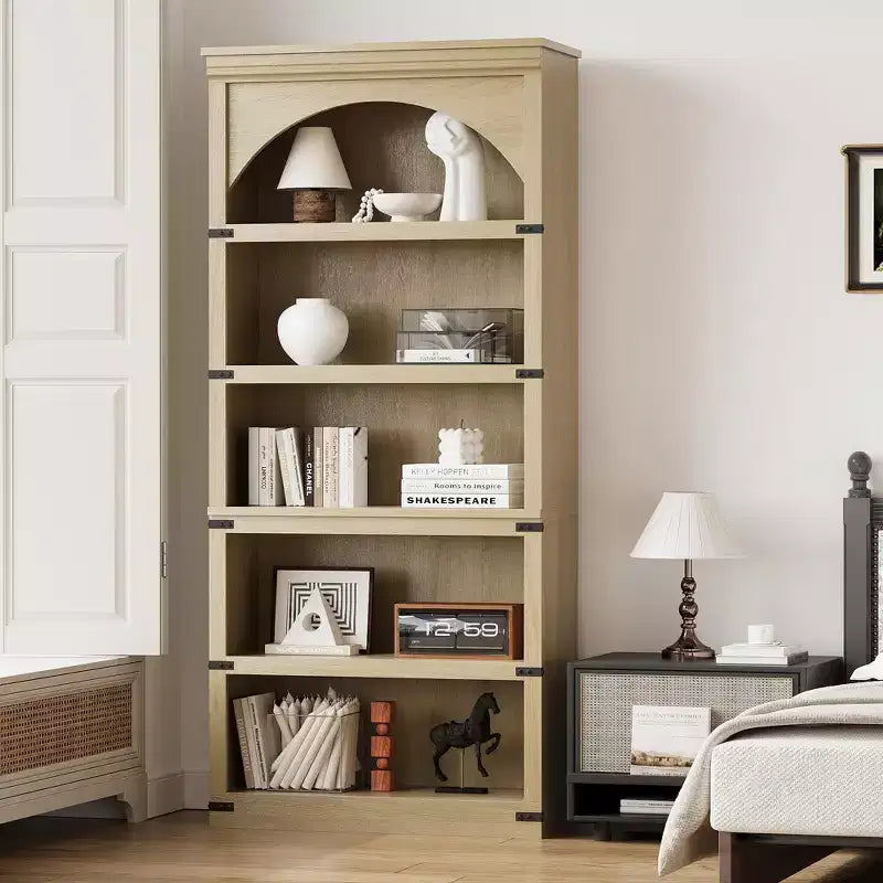 Libreria da 67 Pollici, Scaffale a 5 Ripiani con Struttura in Metallo, Organizzatore Contenitore in Stile Rustico con Ripiani Aperti, per Ufficio Soggiorno Camera da Letto