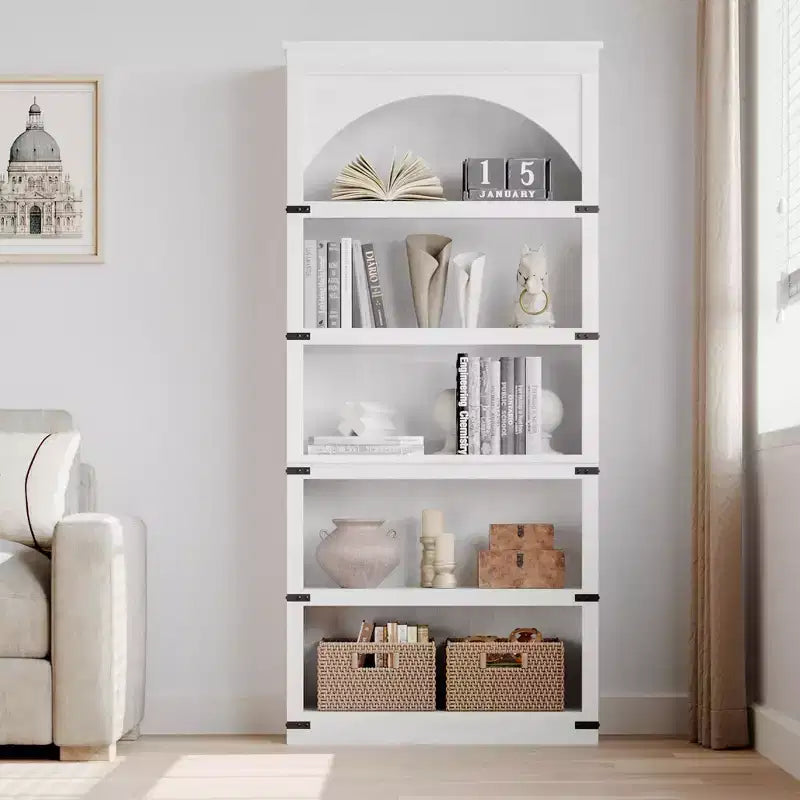 Libreria da 67 Pollici, Scaffale a 5 Ripiani con Struttura in Metallo, Organizzatore Contenitore in Stile Rustico con Ripiani Aperti, per Ufficio Soggiorno Camera da Letto