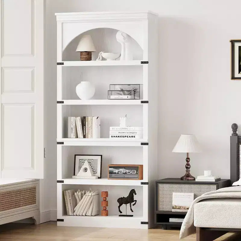 Libreria da 67 Pollici, Scaffale a 5 Ripiani con Struttura in Metallo, Organizzatore Contenitore in Stile Rustico con Ripiani Aperti, per Ufficio Soggiorno Camera da Letto