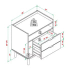 Comodino con 2 cassetti in legno massello stile Mid-Century Modern - Caramello
