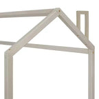 Letto a Casetta per Bambini Matrimoniale/Una Piazza e Mezza, con Testiera e Pediera in Velluto Trapuntato, Struttura a Casetta con Tetto, Beige