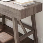 HomeStock Scrivanie per computer in legno di acacia nero alte 75 cm con cassetto portadocumenti