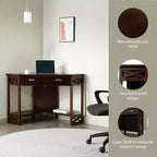 HomeStock Scrivanie per Computer in Legno di Acacia Marrone H 73,66 cm con Cassetto per Archiviazione