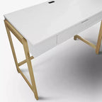 HomeStock Scrivanie per computer in legno di caucciù marrone altezza 76 cm senza spazio di archiviazione