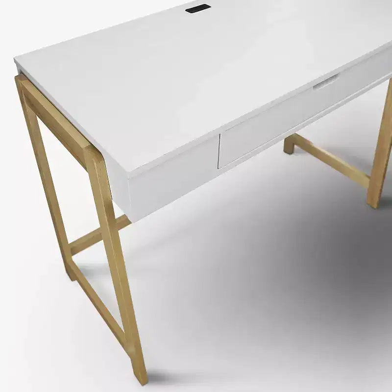 HomeStock Scrivanie per computer in legno di caucciù marrone altezza 76 cm senza spazio di archiviazione