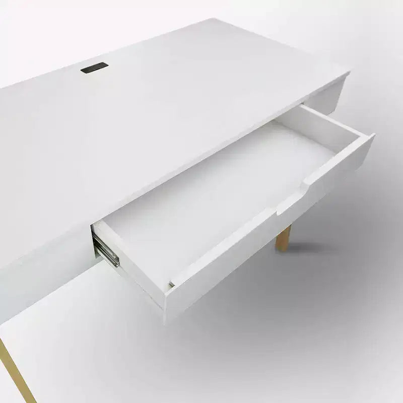 HomeStock Scrivanie per computer in legno di caucciù marrone altezza 76 cm senza spazio di archiviazione