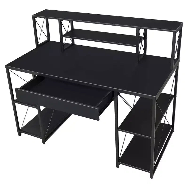 HomeStock Scrivanie regolabili in altezza da 45 pollici color nero in acciaio, senza contenitore