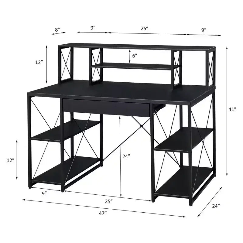 HomeStock Scrivanie regolabili in altezza da 45 pollici color nero in acciaio, senza contenitore