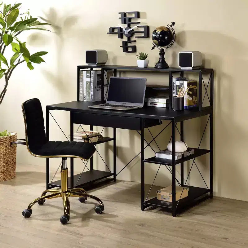 HomeStock Scrivanie regolabili in altezza da 45 pollici color nero in acciaio, senza contenitore