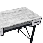 HomeStock Scrivanie per computer in impiallacciatura di legno colore grigio H 29 pollici con cassettiera per documenti