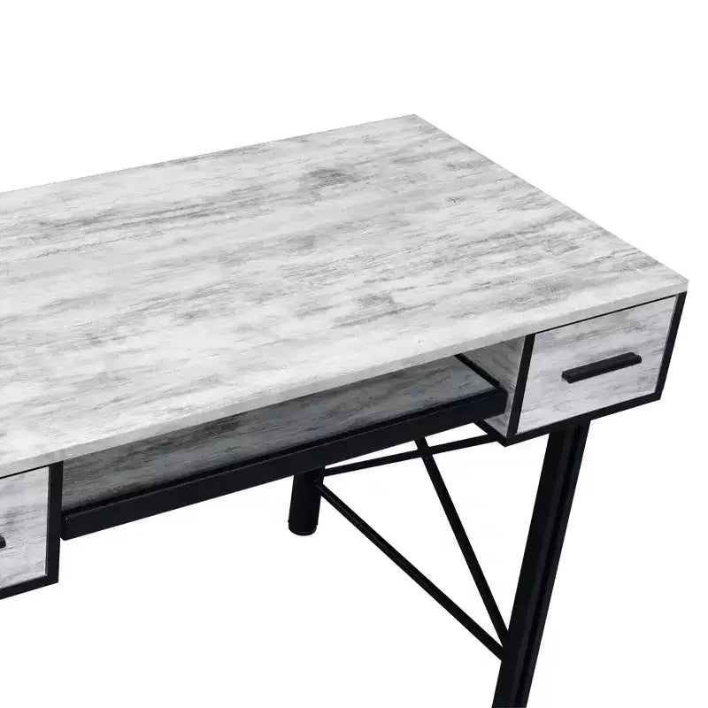 HomeStock Scrivanie per computer in impiallacciatura di legno colore grigio H 29 pollici con cassettiera per documenti