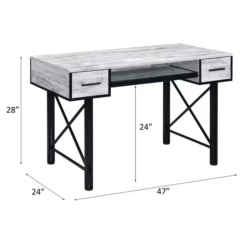 HomeStock Scrivanie per computer in impiallacciatura di legno colore grigio H 29 pollici con cassettiera per documenti
