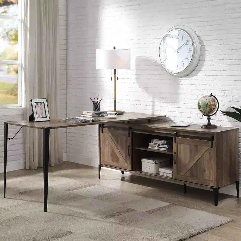 HomeStock Scrivanie per computer in legno marrone altezza 76 cm con ripiano aperto