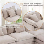 Divano moderno in velluto a coste Furniliving, divano letto da 100 cm con 3 cuscini decorativi, seduta singola con pouf