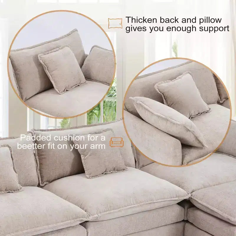 Divano moderno in velluto a coste Furniliving, divano letto da 100 cm con 3 cuscini decorativi, seduta singola con pouf
