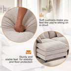 Divano moderno in velluto a coste Furniliving, divano letto da 100 cm con 3 cuscini decorativi, seduta singola con pouf