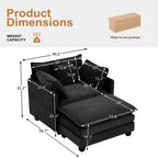 Divano moderno in velluto a coste Furniliving, divano letto da 100 cm con 3 cuscini decorativi, seduta singola con pouf