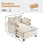 Divano moderno in velluto a coste Furniliving, divano letto da 100 cm con 3 cuscini decorativi, seduta singola con pouf