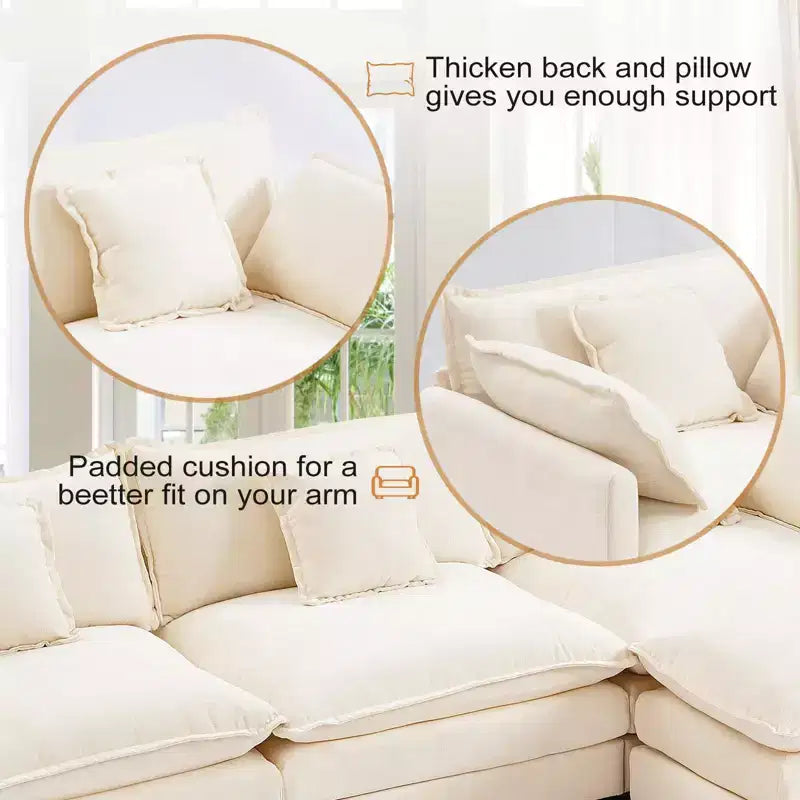 Divano moderno in velluto a coste Furniliving, divano letto da 100 cm con 3 cuscini decorativi, seduta singola con pouf