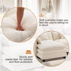 Divano moderno in velluto a coste Furniliving, divano letto da 100 cm con 3 cuscini decorativi, seduta singola con pouf