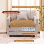 Divano moderno in velluto a coste Furniliving, divano letto da 100 cm con 3 cuscini decorativi, seduta singola con pouf