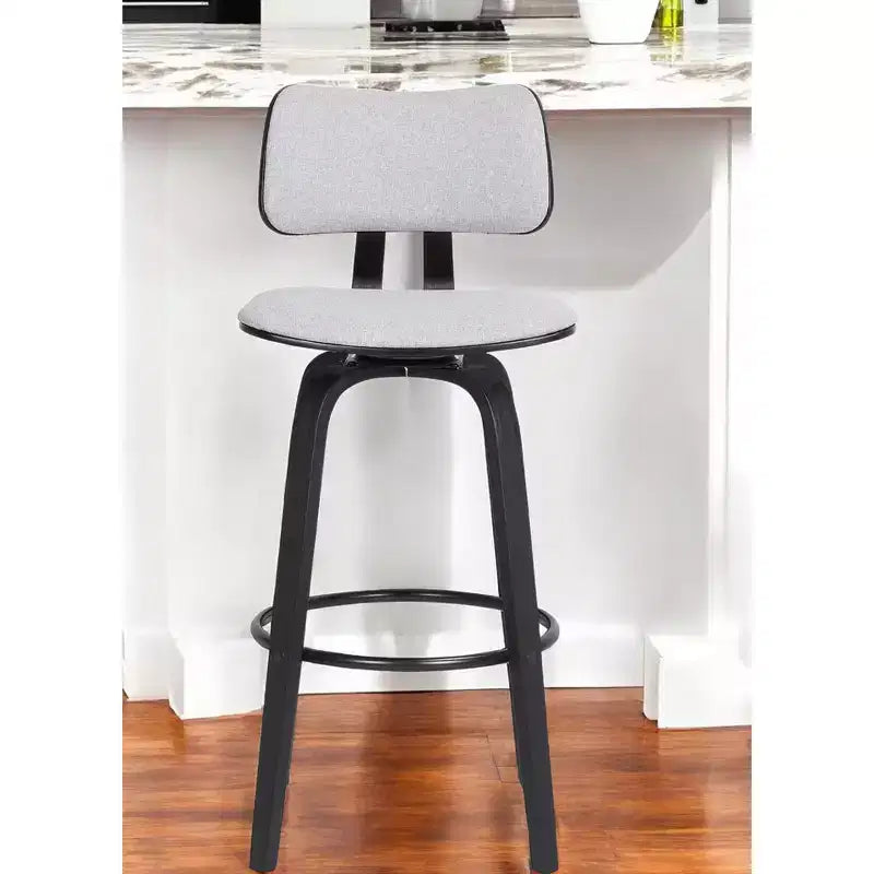 HomeRoots 26 Sgabello da bancone basso girevole in tessuto grigio chiaro e nero