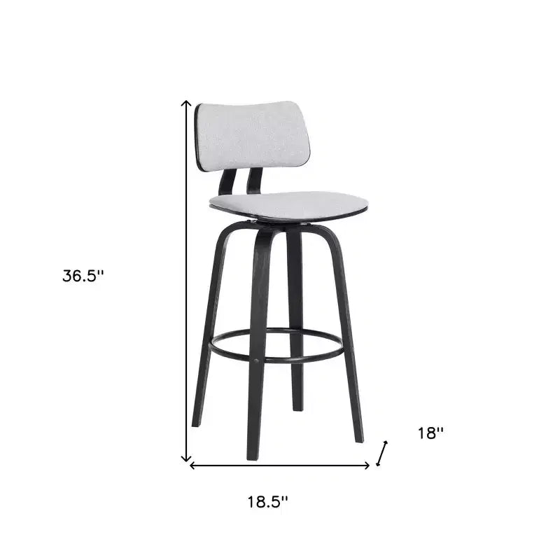 HomeRoots 26 Sgabello da bancone basso girevole in tessuto grigio chiaro e nero
