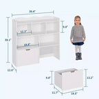 COZONY Mobile Contenitore per Bambini, Scaffale con 5 Scomparti e 2 Cassetti, Cassettiera per Sala Giochi, Camera da Letto, Ingresso, Aula o Asilo Nido