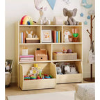 COZONY Mobile Contenitore per Bambini, Scaffale con 5 Scomparti e 2 Cassetti, Cassettiera per Sala Giochi, Camera da Letto, Ingresso, Aula o Asilo Nido