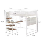 Bellemave Letto a soppalco in metallo full size con bianco per camera da letto e dormitorio, con stazione di ricarica integrata, Adatto per adolescenti, bianco