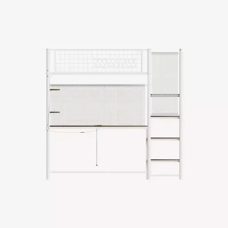 Bellemave Letto a soppalco in metallo full size con bianco per camera da letto e dormitorio, con stazione di ricarica integrata, Adatto per adolescenti, bianco