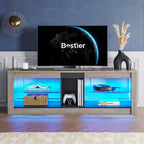 Mobile Porta TV Bestier per Televisori fino a 70 pollici con Illuminazione a LED, Centro di Intrattenimento per PS5 con Ripiani