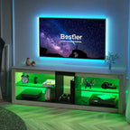 Mobile Porta TV Bestier per Televisori fino a 70 pollici con Illuminazione a LED, Centro di Intrattenimento per PS5 con Ripiani