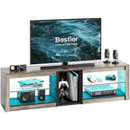 Mobile Porta TV Bestier per Televisori fino a 70 pollici con Illuminazione a LED, Centro di Intrattenimento per PS5 con Ripiani