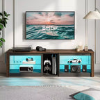 Mobile Porta TV Bestier per Televisori fino a 70 pollici con Illuminazione a LED, Centro di Intrattenimento per PS5 con Ripiani
