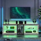 Mobile Porta TV Bestier per Televisori fino a 70 pollici con Illuminazione a LED, Centro di Intrattenimento per PS5 con Ripiani