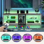 Mobile Porta TV Bestier per Televisori fino a 70 pollici con Illuminazione a LED, Centro di Intrattenimento per PS5 con Ripiani