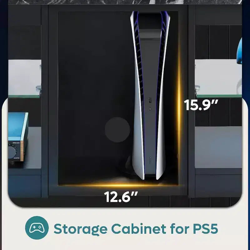 Mobile Porta TV Bestier per Televisori fino a 70 pollici con Illuminazione a LED, Centro di Intrattenimento per PS5 con Ripiani