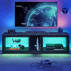 Bestier TV Stand for TVs up to 70 with LED Light, Entertainment Center for PS5 with Shelves