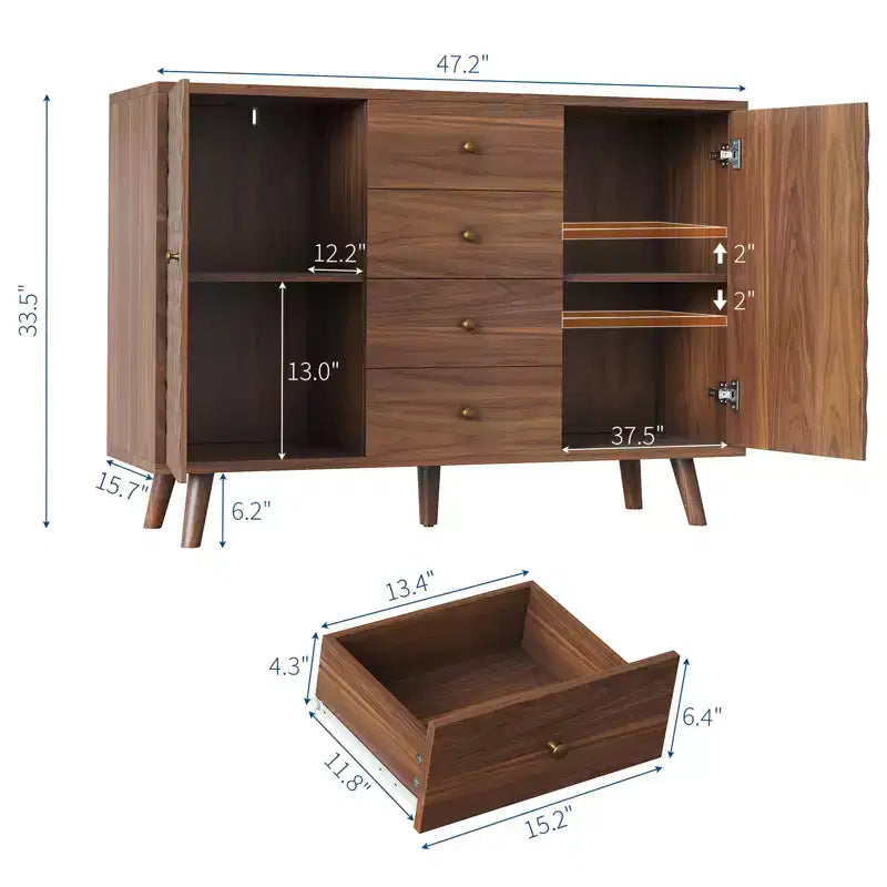 Mobile Contenitore Moderno per Soggiorno, Credenza Scolpita a Diamante in Truciolare,