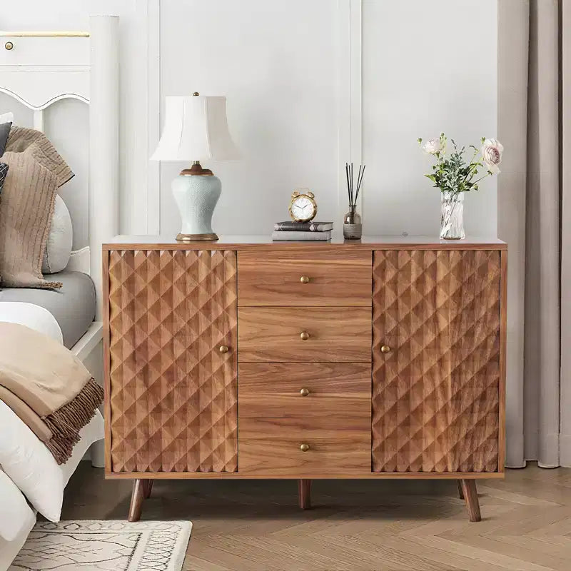 Mobile Contenitore Moderno per Soggiorno, Credenza Scolpita a Diamante in Truciolare,