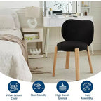 COZONY Sedia da Trucco con Schienale a Cuore, Confezione da 1/2, Sedia Vanity e da Pranzo in Tessuto Teddy per Camera da Letto, Comoda Poltrona Accent, Capacità 136 kg, Adatta sotto Scrivanie da 61 cm
