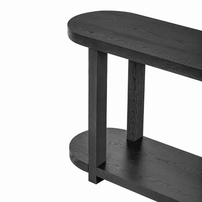 Tavolo Consolle Stretto in Legno con Ripiani, Tavolo da Ingresso Minimalista con Design Affusolato per Corridoio e Ingresso