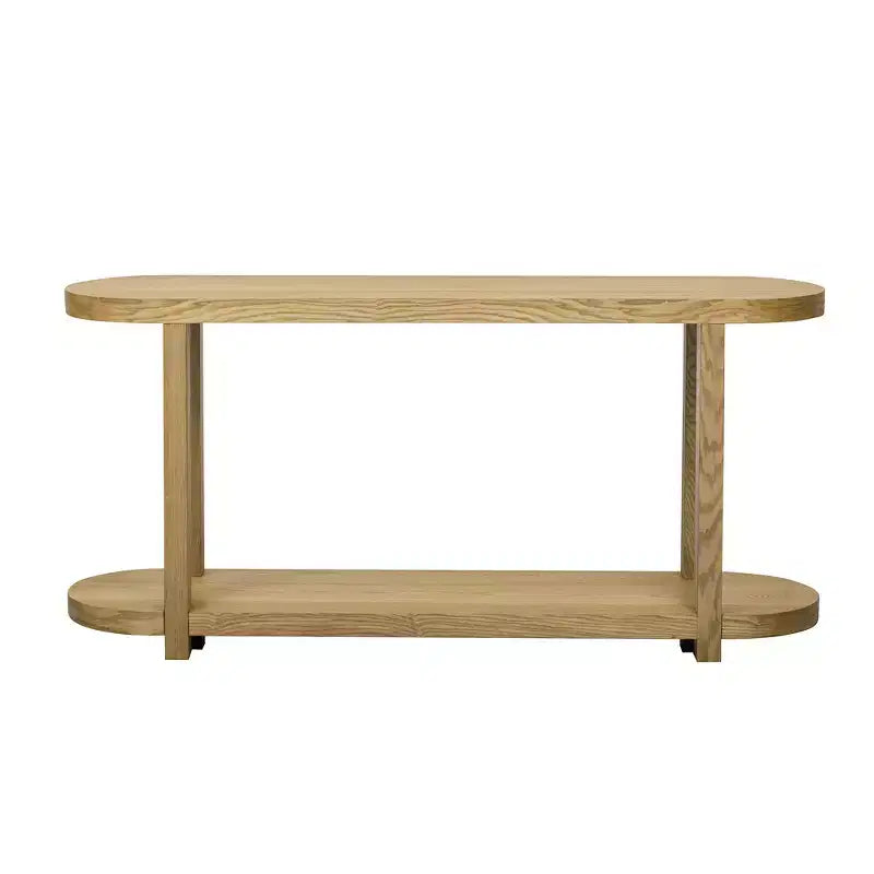 Tavolo Consolle Stretto in Legno con Ripiani, Tavolo da Ingresso Minimalista con Design Affusolato per Corridoio e Ingresso
