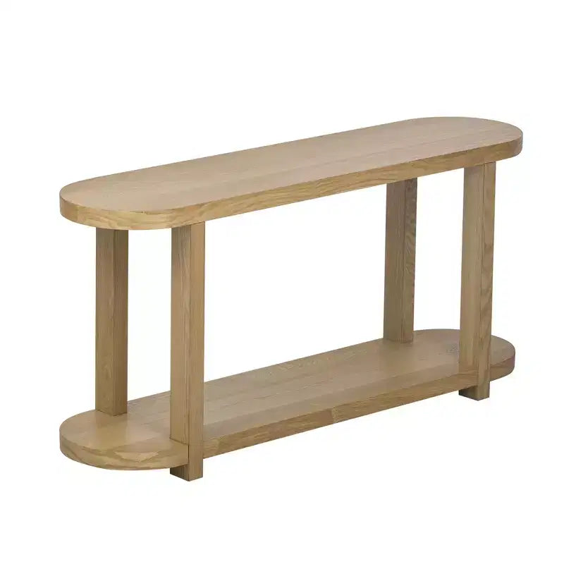 Tavolo Consolle Stretto in Legno con Ripiani, Tavolo da Ingresso Minimalista con Design Affusolato per Corridoio e Ingresso